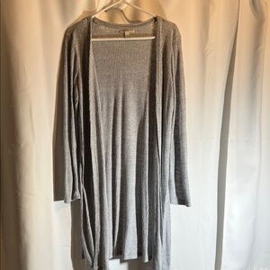 Dana Buchman Light Gray Ribbed Open-Front Cardigan